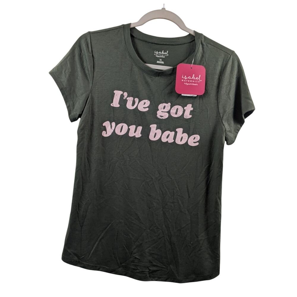 Ingrid Isabel I've Got You Babe Graphic Maternity T‎ Shirt XS Short Sleeve Green